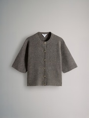 The Set 3 Pack Knitted Button Down T-Shirts With Wool Brown Marl/Neutral/cream - Image 5 of 6