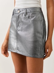 adidas Originals Grey 3 Stripes Denim Skirt - Image 3 of 6