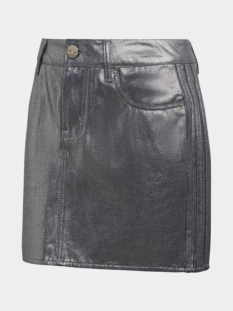 adidas Originals Grey 3 Stripes Denim Skirt - Image 6 of 6