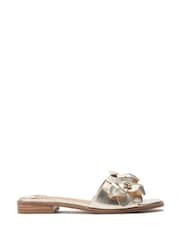 Moda in Pelle Red Laleh Flower Detail Flat Mules - Image 1 of 4