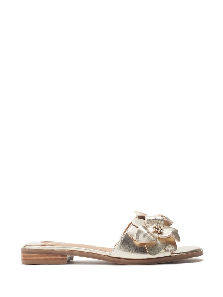 Moda in Pelle Red Laleh Flower Detail Flat Mules - Image 1 of 4