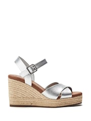 Plateado - Moda in Pelle Jasminium Cross-Over Jute Wedges - Imagen 1 de 4