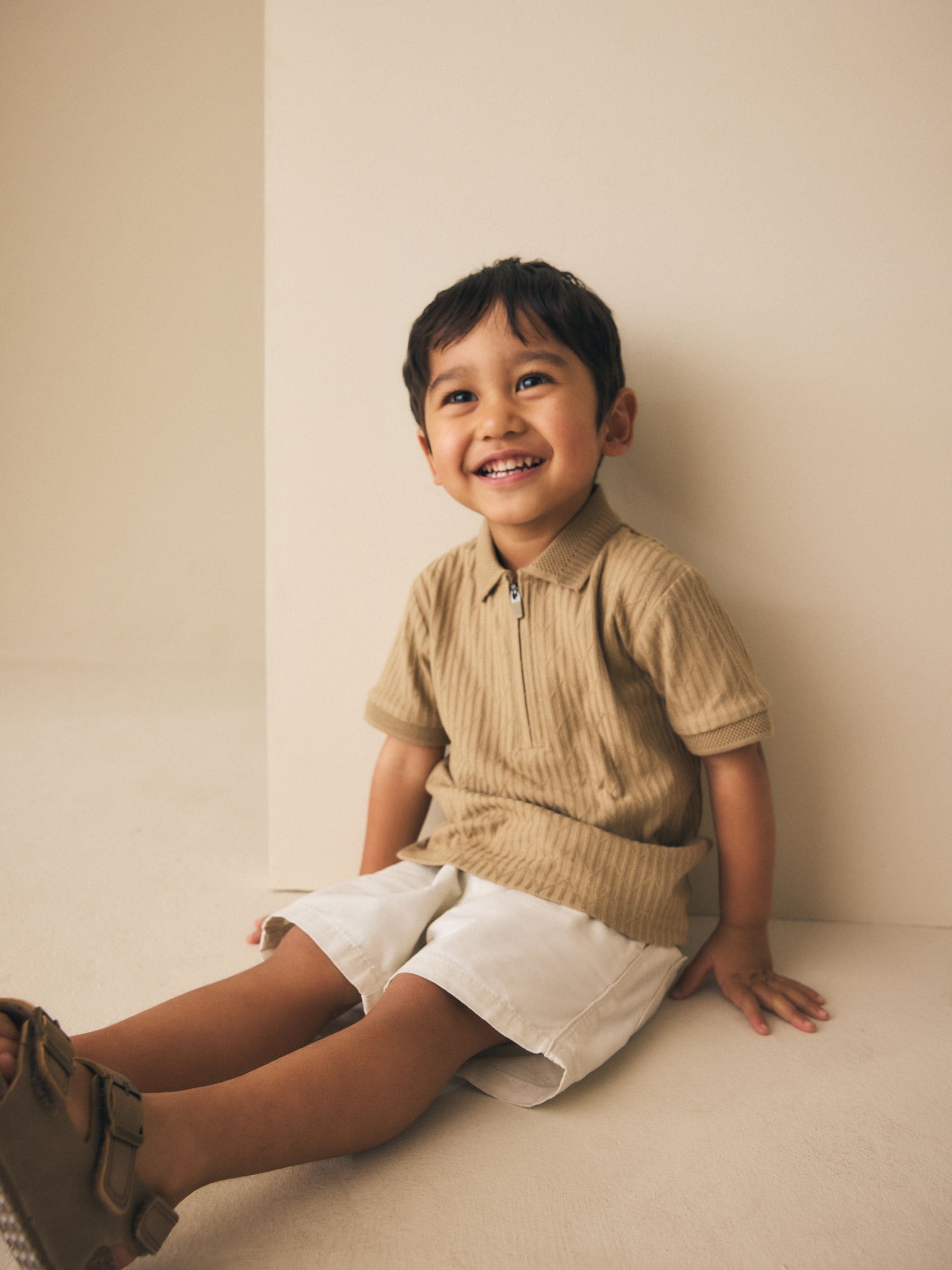 Buy Stone Textured Short Sleeve Polo Shirt (3mths-7yrs) from Next USA