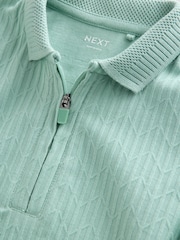 Aqua Blue Textured Short Sleeve Polo Shirt (3mths-7yrs) - Image 7 of 8