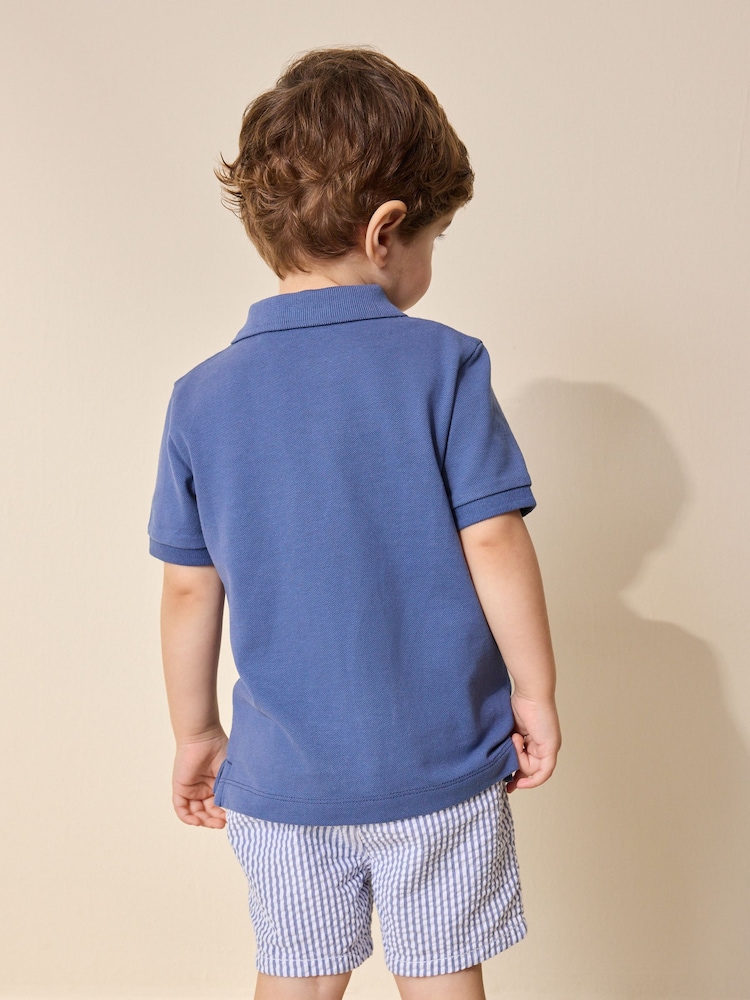 Bright Blue Short Sleeve Polo Shirt (3mths-7yrs) - Image 2 of 4