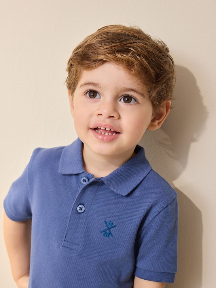 Bright Blue Short Sleeve Polo Shirt (3mths-7yrs) - Image 4 of 4