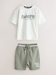 Baker by Ted Baker Green Varsity Jacket, T-Shirt and Shorts Set - Image 11 of 17