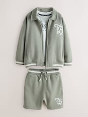 Baker by Ted Baker Green Varsity Jacket, T-Shirt and Shorts Set - Image 9 of 17