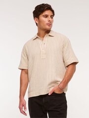 Abercrombie & Fitch Cream Short Sleeved Breezy Pop Over Shirt - Image 1 of 7
