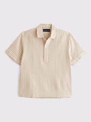 Abercrombie & Fitch Cream Short Sleeved Breezy Pop Over Shirt - Image 6 of 7