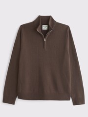 Abercrombie & Fitch Brown Quarter Zip Jumper - Image 1 of 1