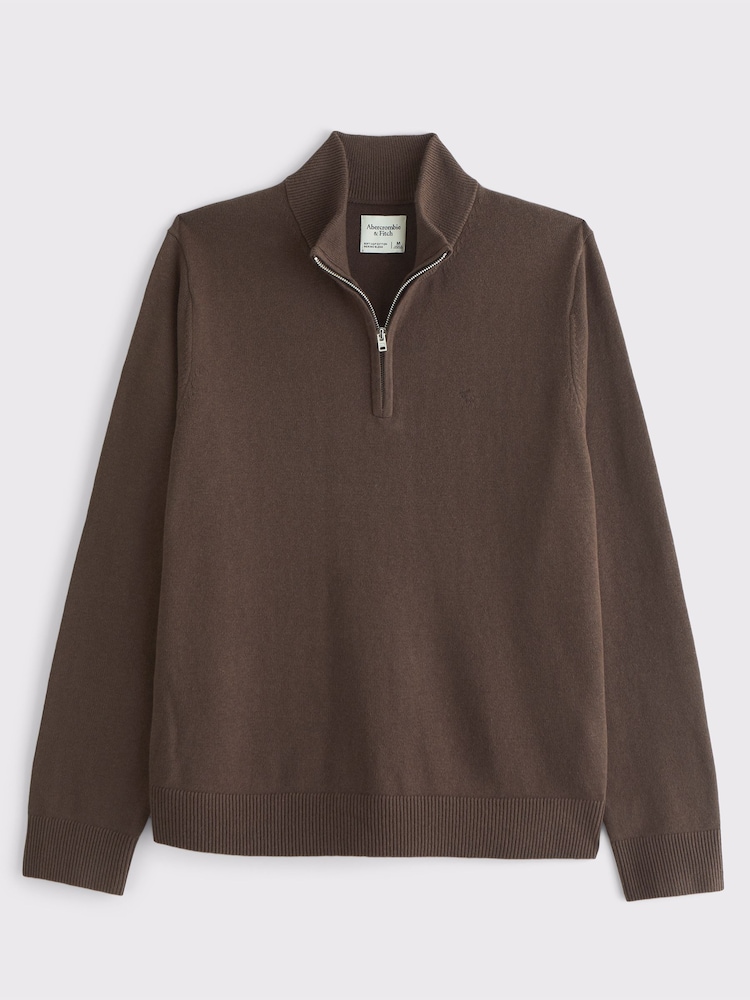 Abercrombie & Fitch Brown Quarter Zip Jumper - Image 1 of 1