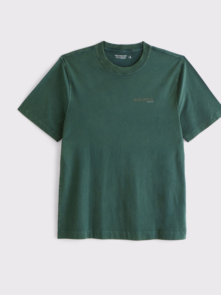 Abercrombie & Fitch Green Back Print T-Shirt - Image 2 of 2