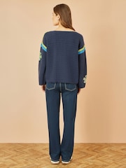 Yumi Blue Crochet Flower Print Jumper - Image 4 of 4