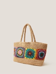 Monsoon Natural Pippa Crochet Raffia Beach Bag - Image 2 of 4