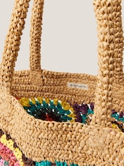 Monsoon Natural Pippa Crochet Raffia Beach Bag - Image 4 of 4