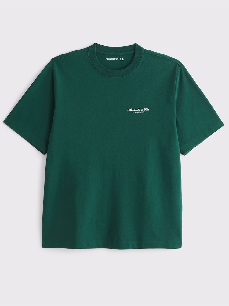 أخضر - Abercrombie & Fitch Logo Crew Neck T-Shirt - صورة 1 من 1