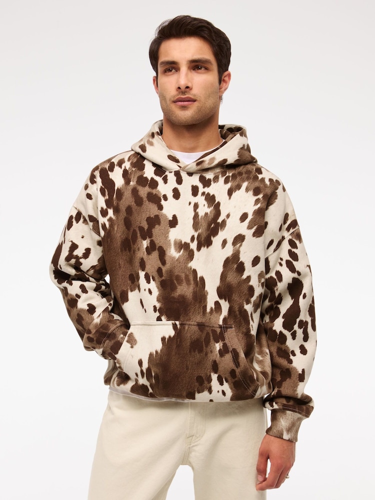 Abercrombie & Fitch Cream Essential Pony Print Hoodie - Image 1 of 6