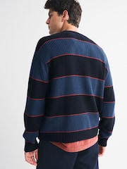 Abercrombie & Fitch Striped Crew Neck Blue Jumper - Image 2 of 6