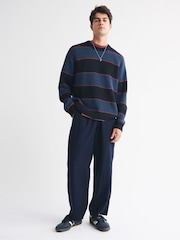 Abercrombie & Fitch Striped Crew Neck Blue Jumper - Image 3 of 6