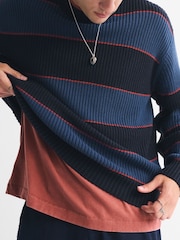 Abercrombie & Fitch Striped Crew Neck Blue Jumper - Image 5 of 6