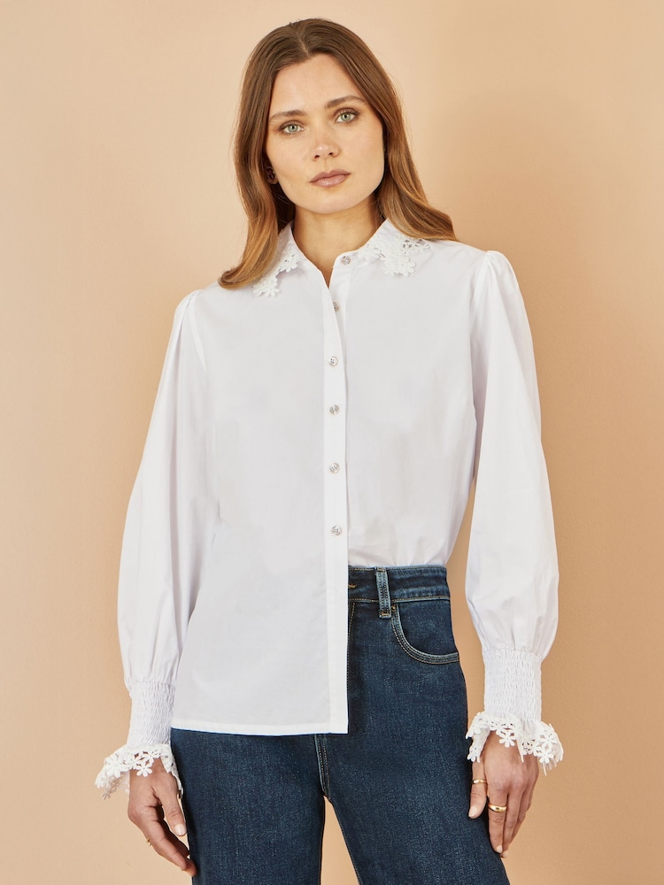 Yumi White Lace Trim Shirt - Image 1 of 4