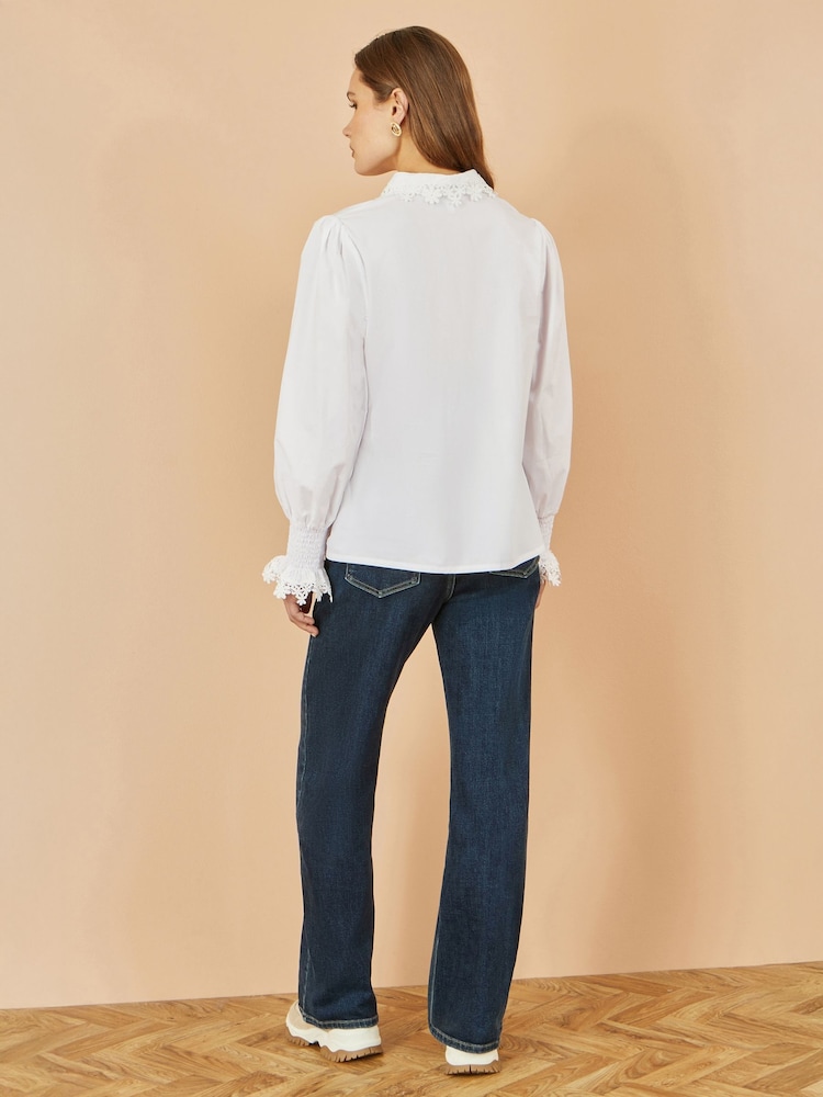 Yumi White Lace Trim Shirt - Image 4 of 4