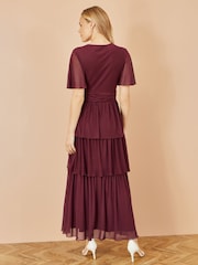 Yumi Red Mesh Tiered Maxi Dress - Image 2 of 4