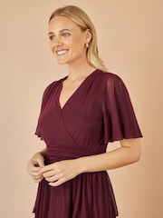 Yumi Red Mesh Tiered Maxi Dress - Image 4 of 4