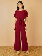 Yumi Red Batwing Stretch Jumpsuit - Image 1 of 5