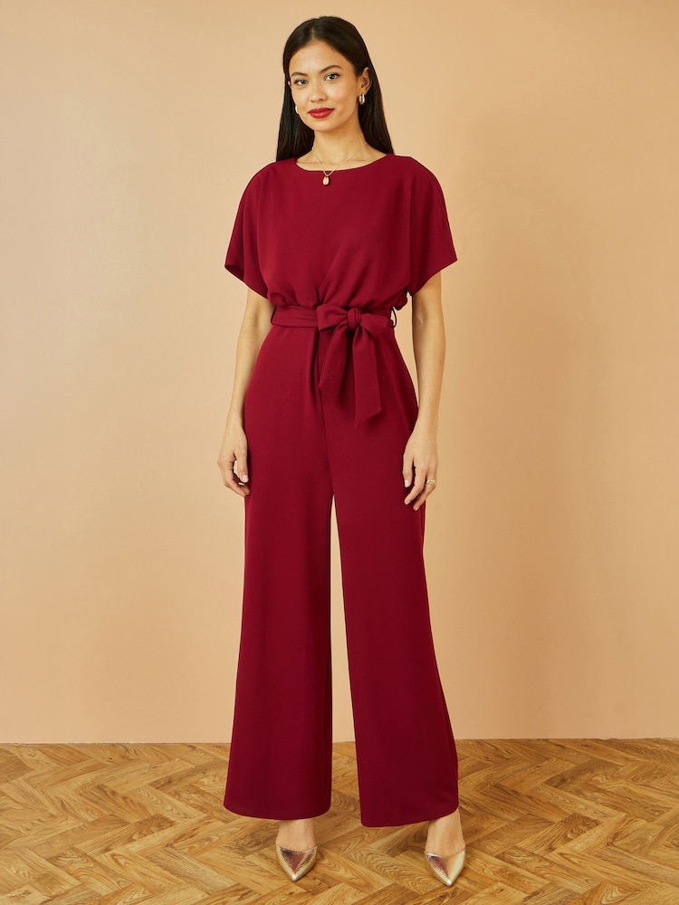 Yumi Red Batwing Stretch Jumpsuit - Image 1 of 5