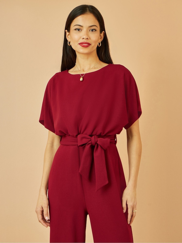 Yumi Red Batwing Stretch Jumpsuit - Image 2 of 5
