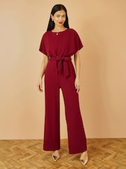Yumi Red Batwing Stretch Jumpsuit - Image 3 of 5