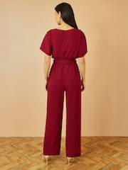 Yumi Red Batwing Stretch Jumpsuit - Image 4 of 5