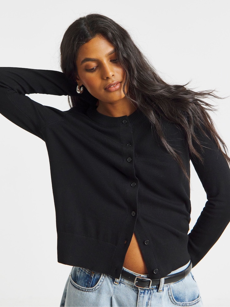 Simply Be Black Value Crew Neck Cardigan - Image 1 of 4