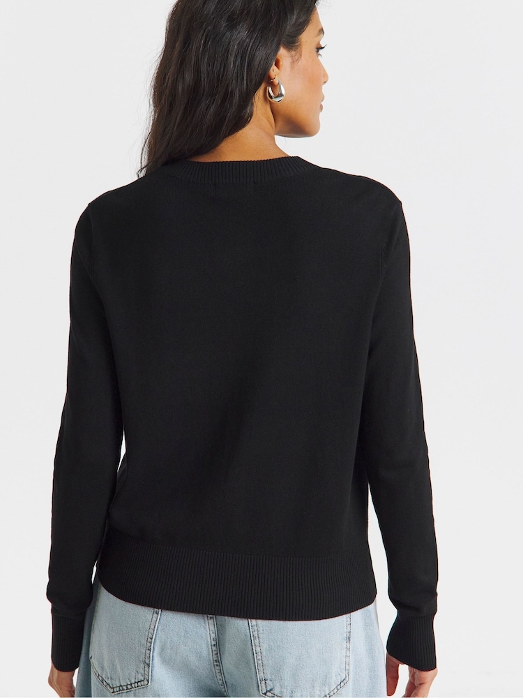 Simply Be Black Value Crew Neck Cardigan - Image 2 of 4