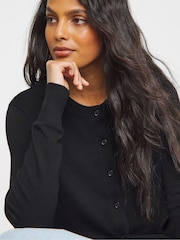 Simply Be Black Value Crew Neck Cardigan - Image 3 of 4