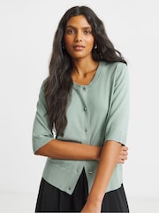Simply Be Green Short Sleeve Boxy Cardigan - Image 1 of 4
