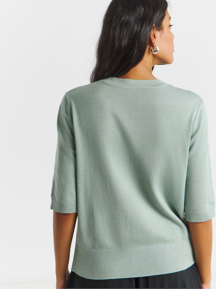 Simply Be Green Short Sleeve Boxy Cardigan - Image 2 of 4