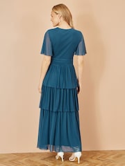 Yumi Blue Mesh Tiered Maxi Dress - Image 2 of 4