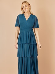 Yumi Blue Mesh Tiered Maxi Dress - Image 3 of 4