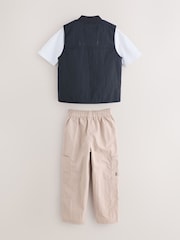 Baker by Ted Baker 3 Piece Black Gilet T-Shirt and Cargo Trousers Set - Image 12 of 21