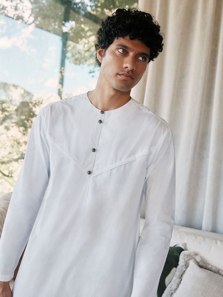 أبيض - قميص قفطان - صورة 8 من 8