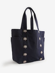 Never Fully Dressed Black Palm Cotton Embellished Beach Bag - Image 2 of 5