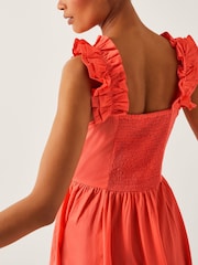 Monsoon Orange Maria Sleeveless Ruffle Midi Dress - Image 3 of 5