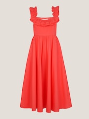 Monsoon Orange Maria Sleeveless Ruffle Midi Dress - Image 5 of 5
