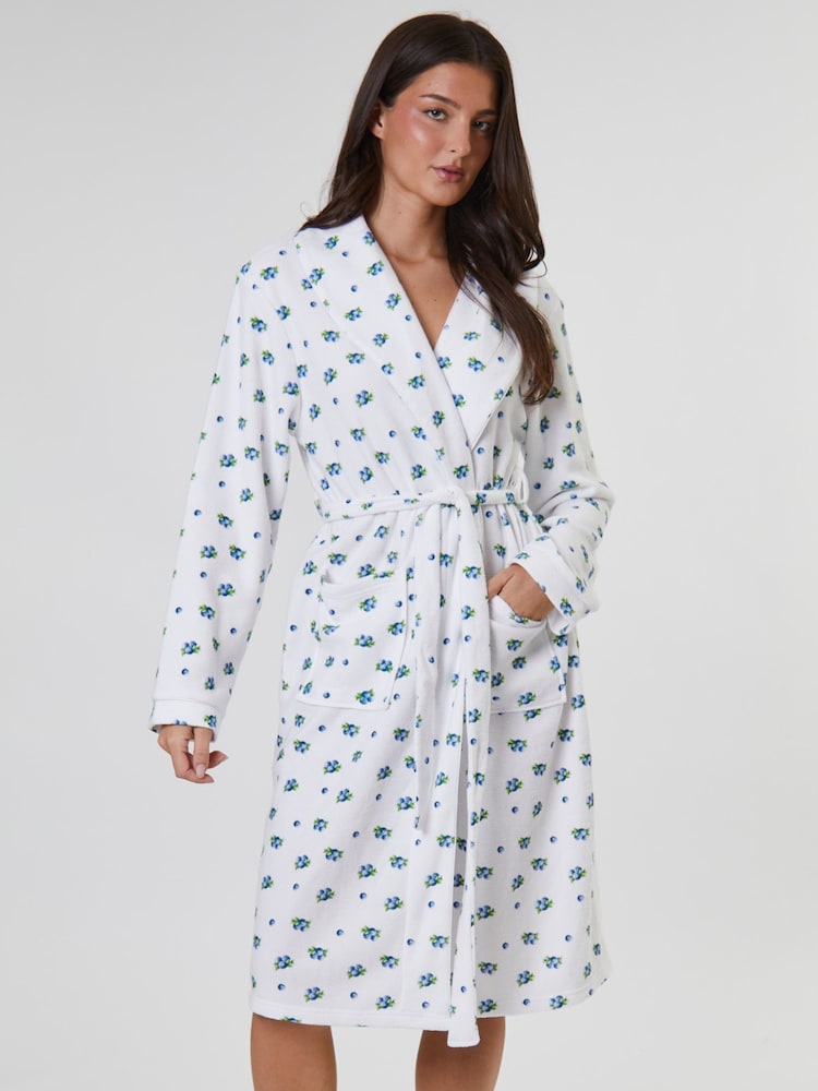 Loungeable Blue Blueberry Print Lightweight Spa Robe - Image 1 of 5 Loungeable Blue Blueberry Print Lightweight Spa Robe - Image 1 of 5