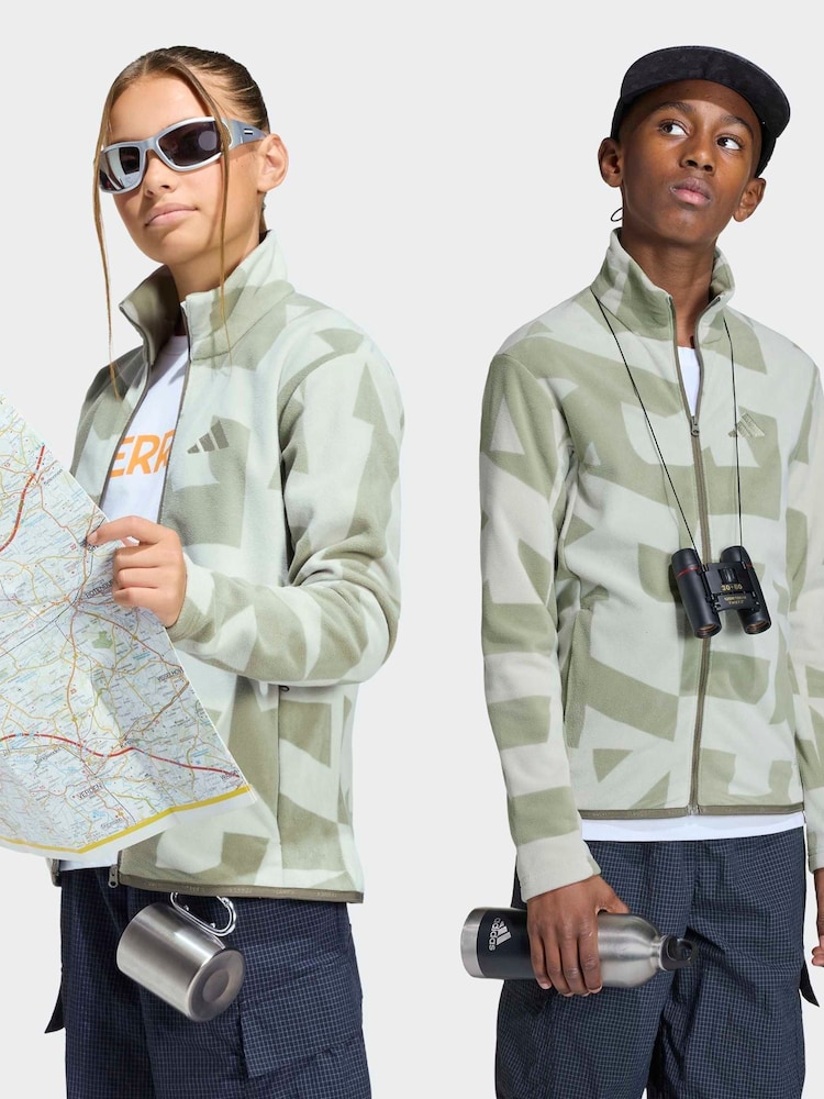 adidas Green Zip Up Terrex Printed Fleece - Image 1 of 10