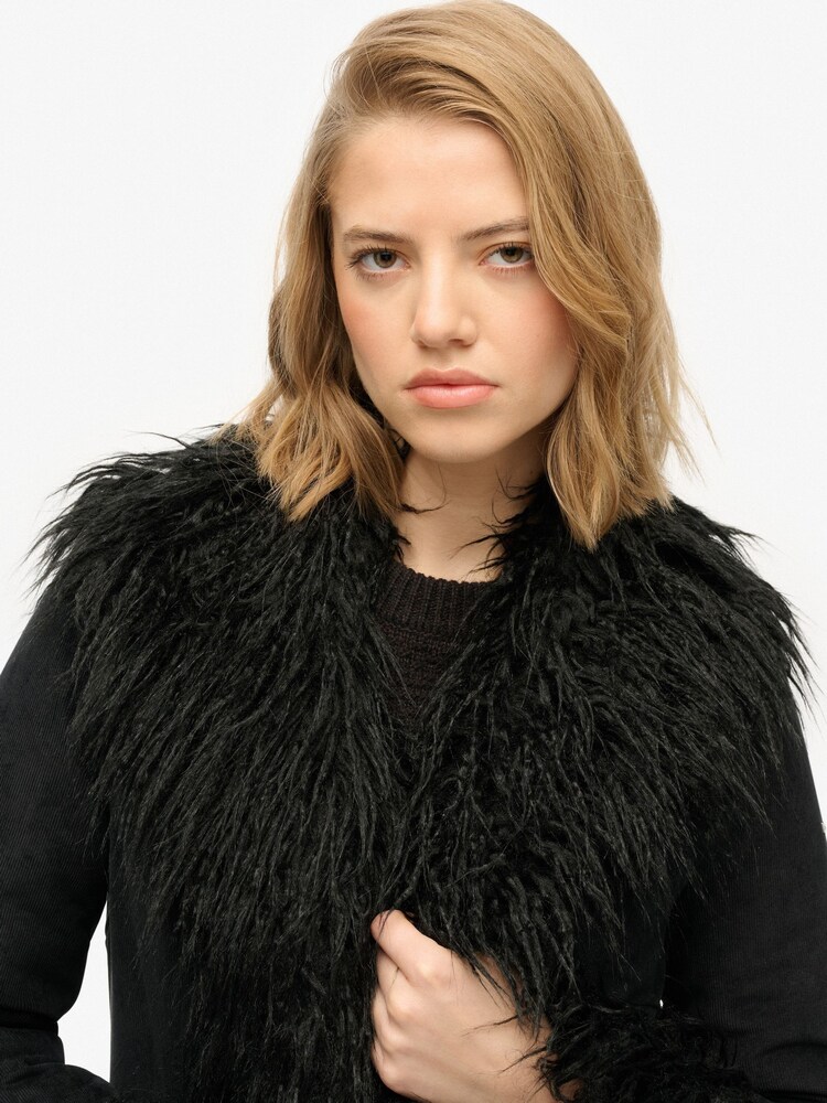 Superdry Black Long Afghan Coat - Image 1 of 7 Superdry Black Long Afghan Coat - Image 1 of 7