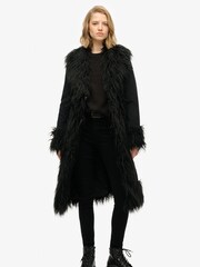 Superdry Black Long Afghan Coat - Image 3 of 7